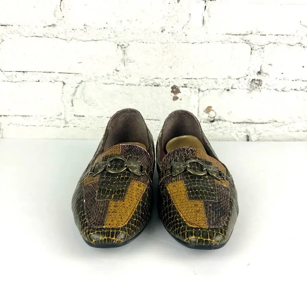 Vintage Annie Patchwork Faux Animal Tiger Accent Loafers